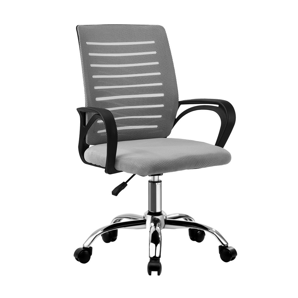 Oikiture Mesh Office Chair Breathable Backrest Black &amp; Grey-Office Chair-PEROZ Accessories