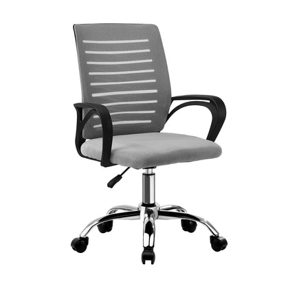 Oikiture Mesh Office Chair Breathable Backrest Black &amp; Grey-Office Chair-PEROZ Accessories