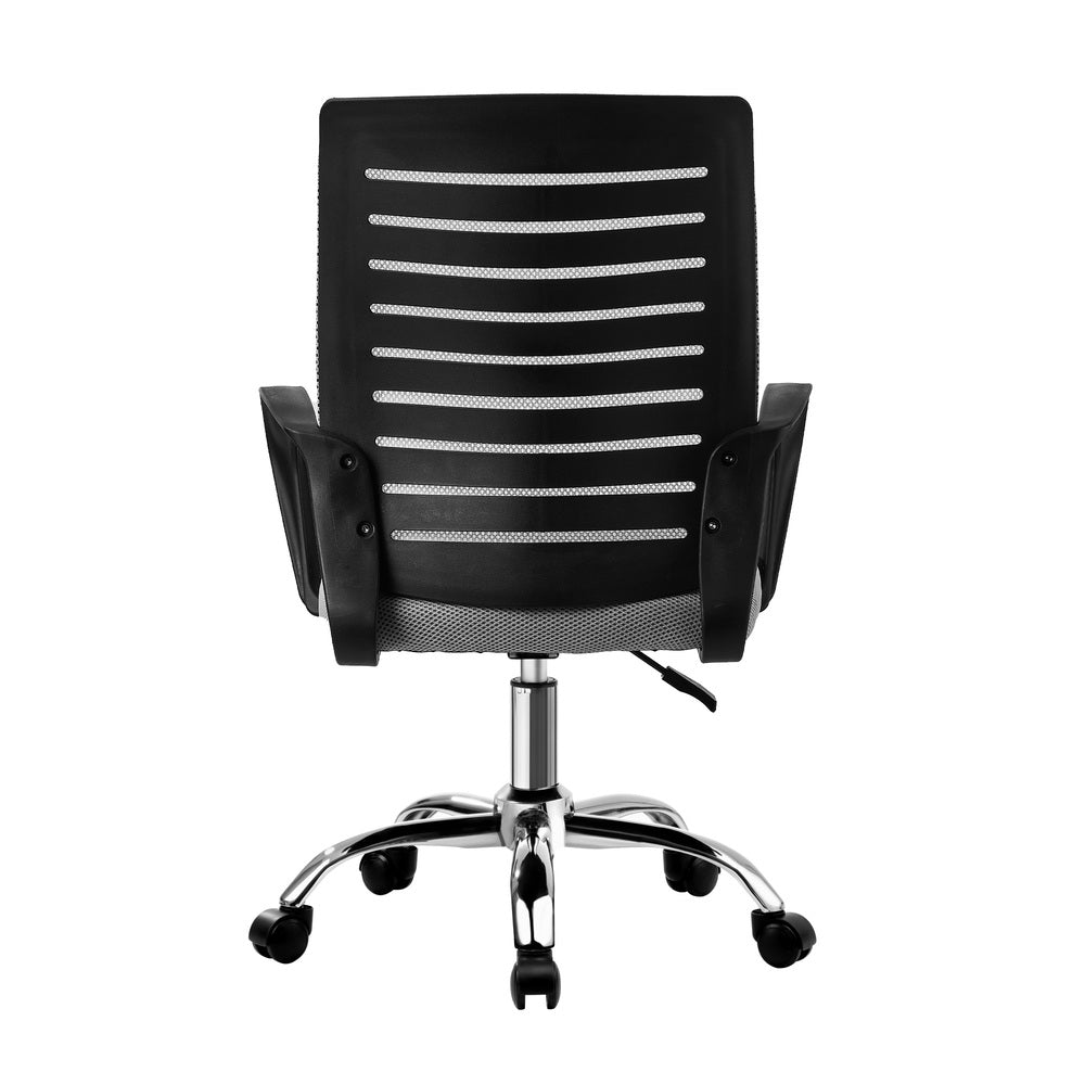 Oikiture Mesh Office Chair Breathable Backrest Black &amp; Grey-Office Chair-PEROZ Accessories