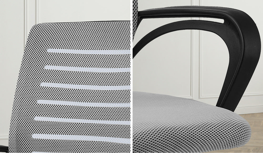 Oikiture Mesh Office Chair Breathable Backrest Black &amp; Grey-Office Chair-PEROZ Accessories