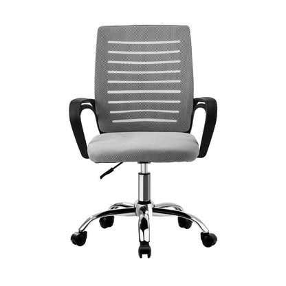 Oikiture Mesh Office Chair Breathable Backrest Black &amp; Grey-Office Chair-PEROZ Accessories
