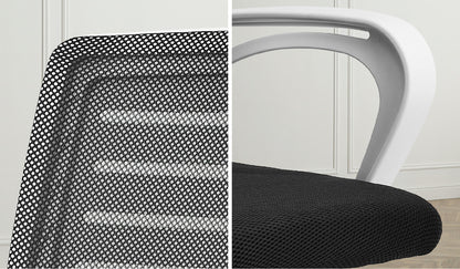 Oikiture Mesh Office Chair Breathable Backrest White &amp; Black-Office Chair-PEROZ Accessories