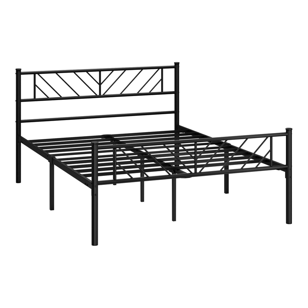 Oikiture Metal Bed Frame Double Size Bed Base Platform Black SIS-Metal Bed Frame-PEROZ Accessories