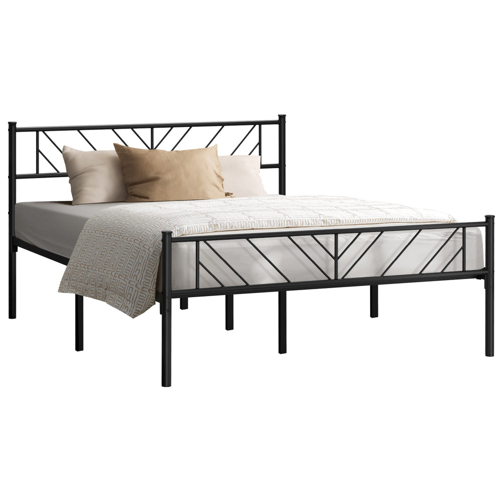 Oikiture Metal Bed Frame Queen Size Bed Base Platform Black SIS-Metal Bed Frame-PEROZ Accessories