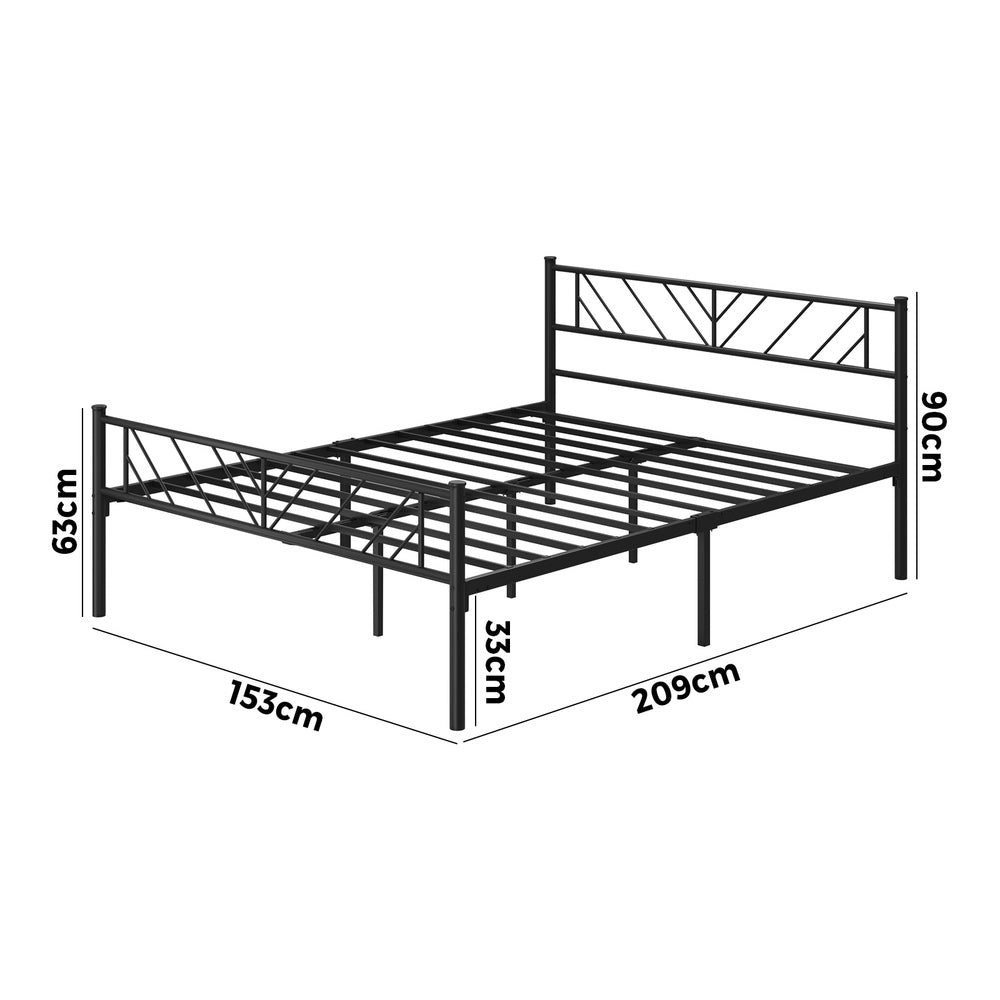 Oikiture Metal Bed Frame Queen Size Bed Base Platform Black SIS-Metal Bed Frame-PEROZ Accessories