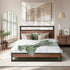 Oikiture Metal Bed Frame Queen Size LED Storage Headboard USB Charge-Metal Bed Frame-PEROZ Accessories