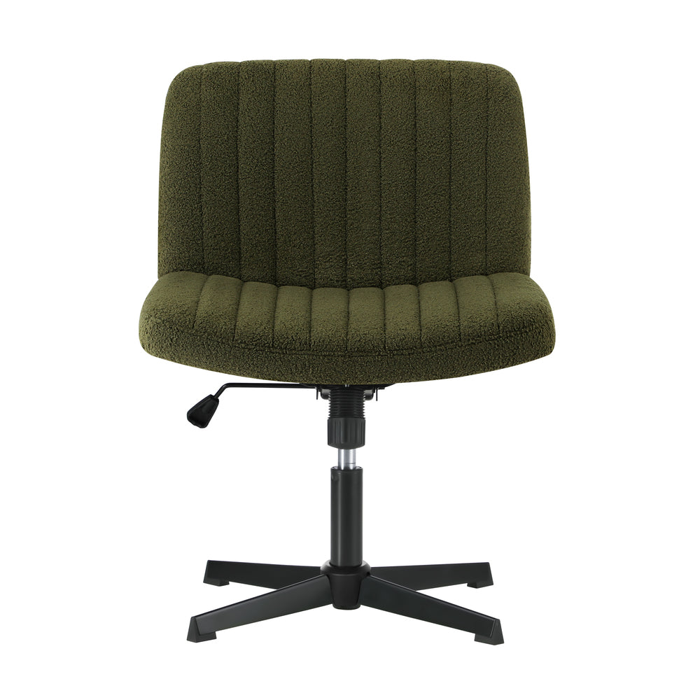 Oikiture Mid Back Armless Office Chair Wide Seat Sherpa Green-Office Chair-PEROZ Accessories