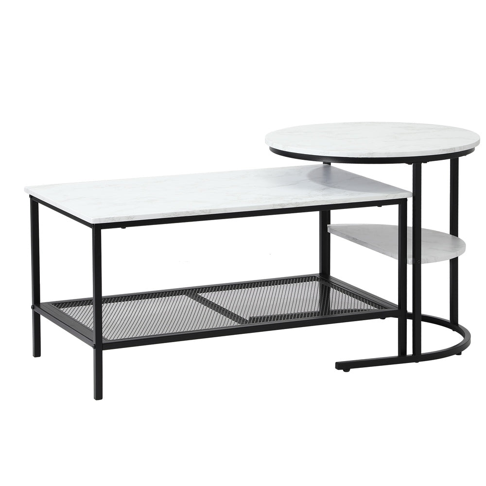 Oikiture Nesting Coffee Table Set of 2 Detachable Faux Marble-Coffee Table-PEROZ Accessories