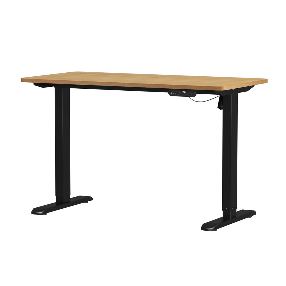 Oikiture Office Desk and Chair Set Mesh Ergonomic Chair Sit-stand Desk Black &amp; Oak-Office Set-PEROZ Accessories