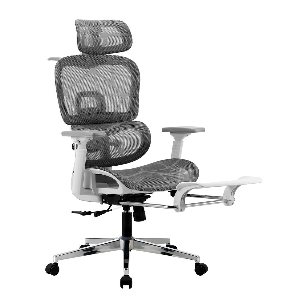 Oikiture Office Desk and Chair Set Mesh Ergonomic Chair Sit-stand Desk GY &amp; WH-Office Set-PEROZ Accessories