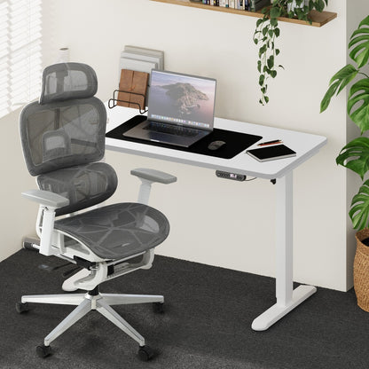 Oikiture Office Desk and Chair Set Mesh Ergonomic Chair Sit-stand Desk GY &amp; WH-Office Set-PEROZ Accessories