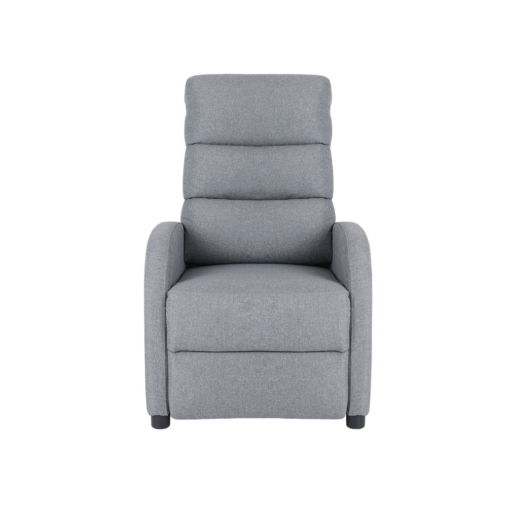 Oikiture Recliner Chair Armchair Adjustable Sofa Lounge Polyester Grey-Recliner Chair-PEROZ Accessories