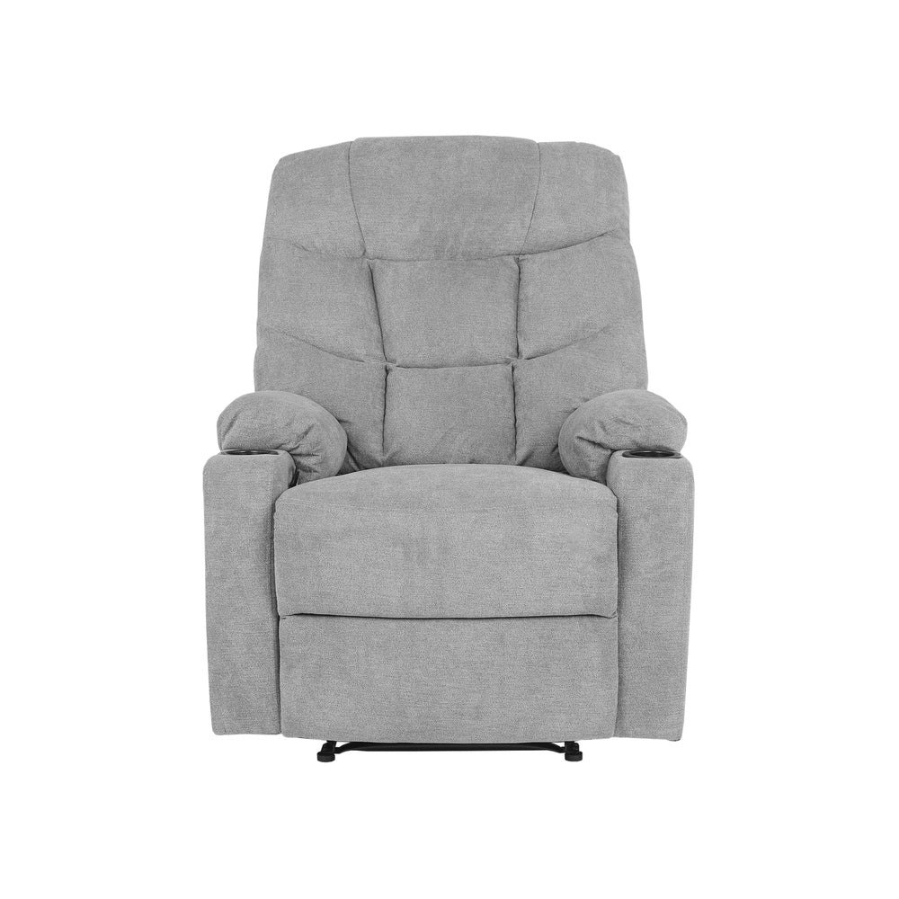 Oikiture Recliner Chair Electric Massage Chairs Heated Polyester Grey-Recliner Chair-PEROZ Accessories