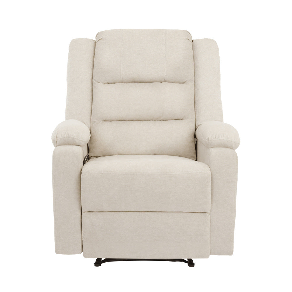 Oikiture Recliner Chair Padded Lounge With Side Pocket Polyester Beige-Recliner Chair-PEROZ Accessories