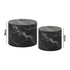Oikiture Round Coffee Table Set of 2 Marble Effect Black-Coffee Table-PEROZ Accessories