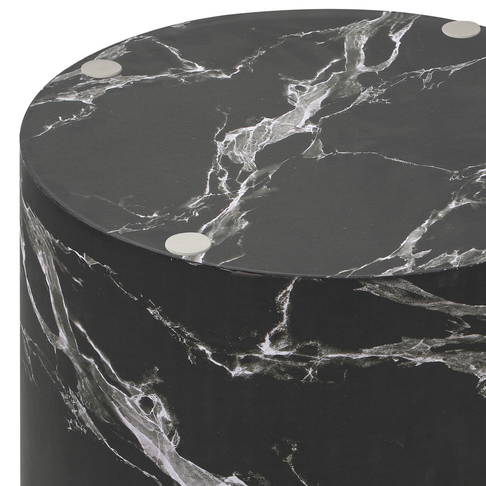 Oikiture Round Coffee Table Set of 2 Marble Effect Black-Coffee Table-PEROZ Accessories