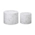 Oikiture Round Coffee Table Set of 2 Marble Effect White-Coffee Table-PEROZ Accessories