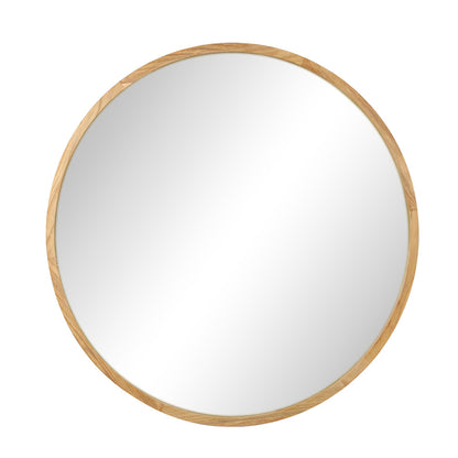 Oikiture Round Wall Mounted Mirror with Wood Frame 50cm-Wall Mirror-PEROZ Accessories