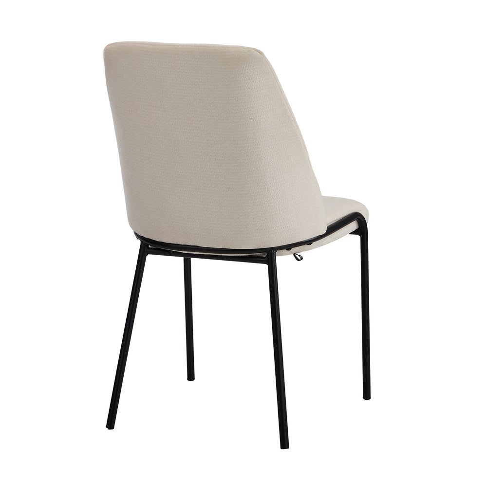 Oikiture Set of 2 Dining Chairs Chenille Fabric Padded Seat Beige-Dining Chair-PEROZ Accessories