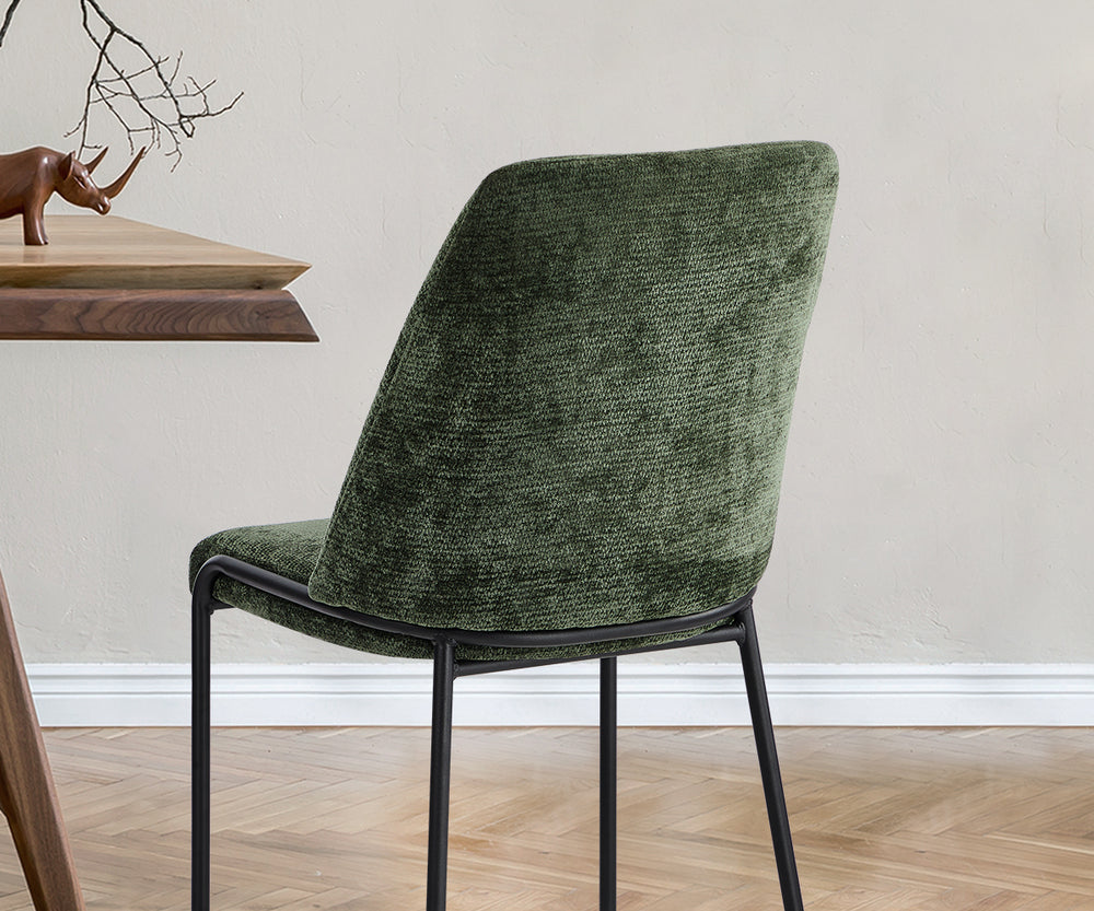 Oikiture Set of 2 Dining Chairs Chenille Fabric Padded Seat Green-Dining Chair-PEROZ Accessories