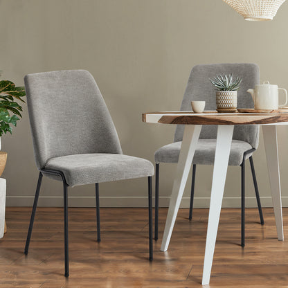 Oikiture Set of 2 Dining Chairs Chenille Fabric Padded Seat Grey-Dining Chair-PEROZ Accessories