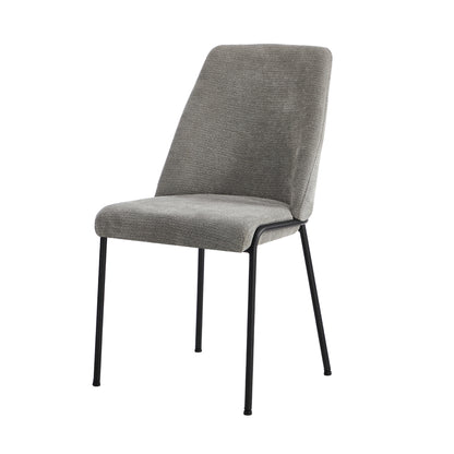 Oikiture Set of 2 Dining Chairs Chenille Fabric Padded Seat Grey-Dining Chair-PEROZ Accessories