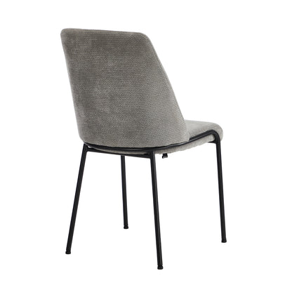 Oikiture Set of 2 Dining Chairs Chenille Fabric Padded Seat Grey-Dining Chair-PEROZ Accessories