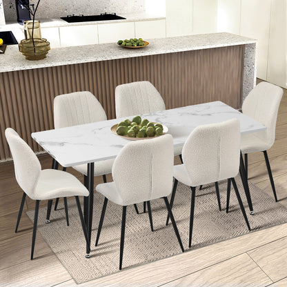 Oikiture Set of 2 Dining Chairs Padded Seat Armless Boucle White-Dining Chairs-PEROZ Accessories