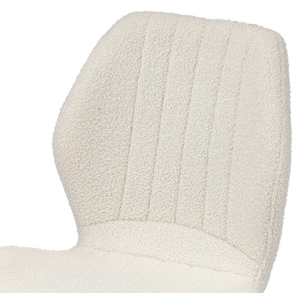 Oikiture Set of 2 Dining Chairs Padded Seat Armless Boucle White-Dining Chairs-PEROZ Accessories