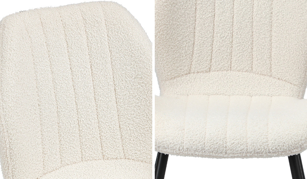 Oikiture Set of 2 Dining Chairs Padded Seat Armless Boucle White-Dining Chairs-PEROZ Accessories