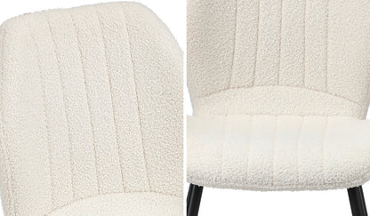 Oikiture Set of 2 Dining Chairs Padded Seat Armless Boucle White-Dining Chairs-PEROZ Accessories