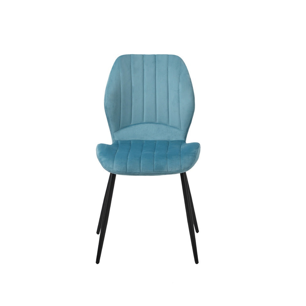 Oikiture Set of 2 Dining Chairs Padded Seat Armless Velvet Blue-Dining Chair-PEROZ Accessories