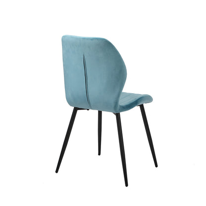 Oikiture Set of 2 Dining Chairs Padded Seat Armless Velvet Blue-Dining Chair-PEROZ Accessories