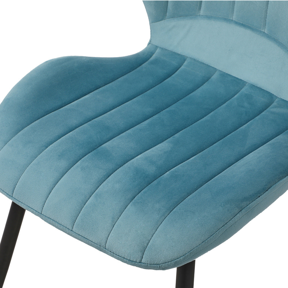 Oikiture Set of 2 Dining Chairs Padded Seat Armless Velvet Blue-Dining Chair-PEROZ Accessories