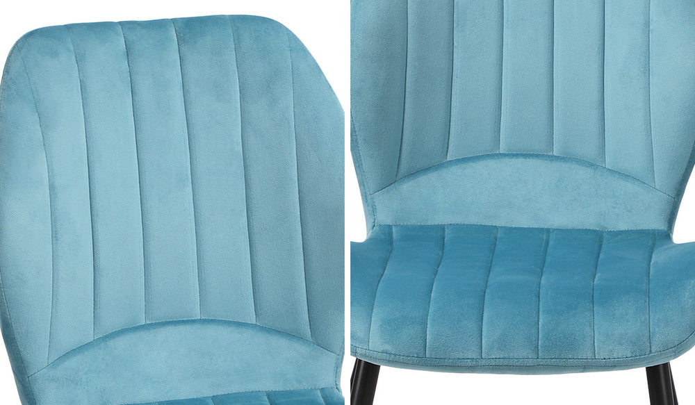 Oikiture Set of 2 Dining Chairs Padded Seat Armless Velvet Blue-Dining Chair-PEROZ Accessories
