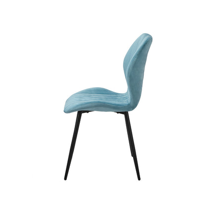 Oikiture Set of 2 Dining Chairs Padded Seat Armless Velvet Blue-Dining Chair-PEROZ Accessories