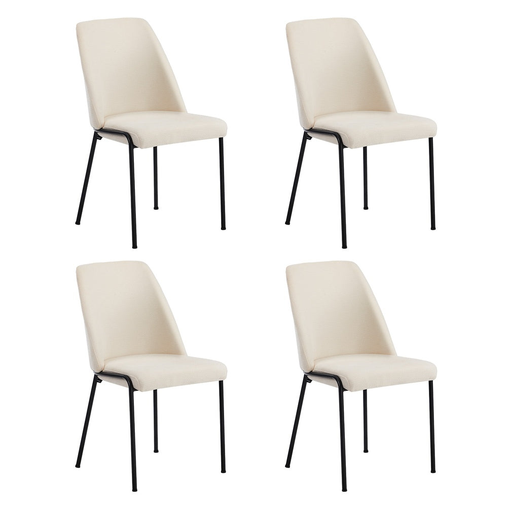 Oikiture Set of 4 Dining Chairs Chenille Fabric Padded Seat Beige-Dining Chair-PEROZ Accessories
