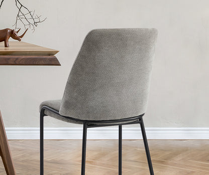 Oikiture Set of 4 Dining Chairs Chenille Fabric Padded Seat Grey-Dining Chair-PEROZ Accessories