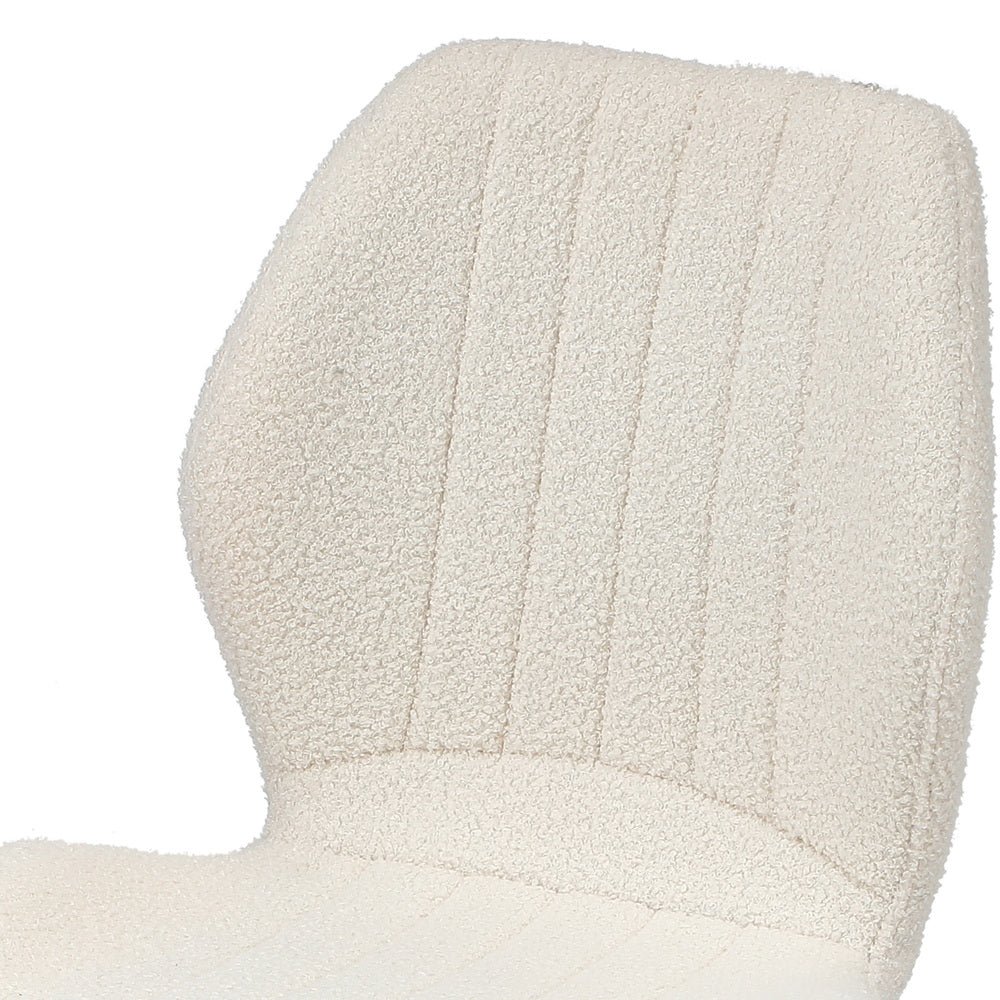 Oikiture Set of 4 Dining Chairs Padded Seat Armless Boucle White-Dining Chairs-PEROZ Accessories