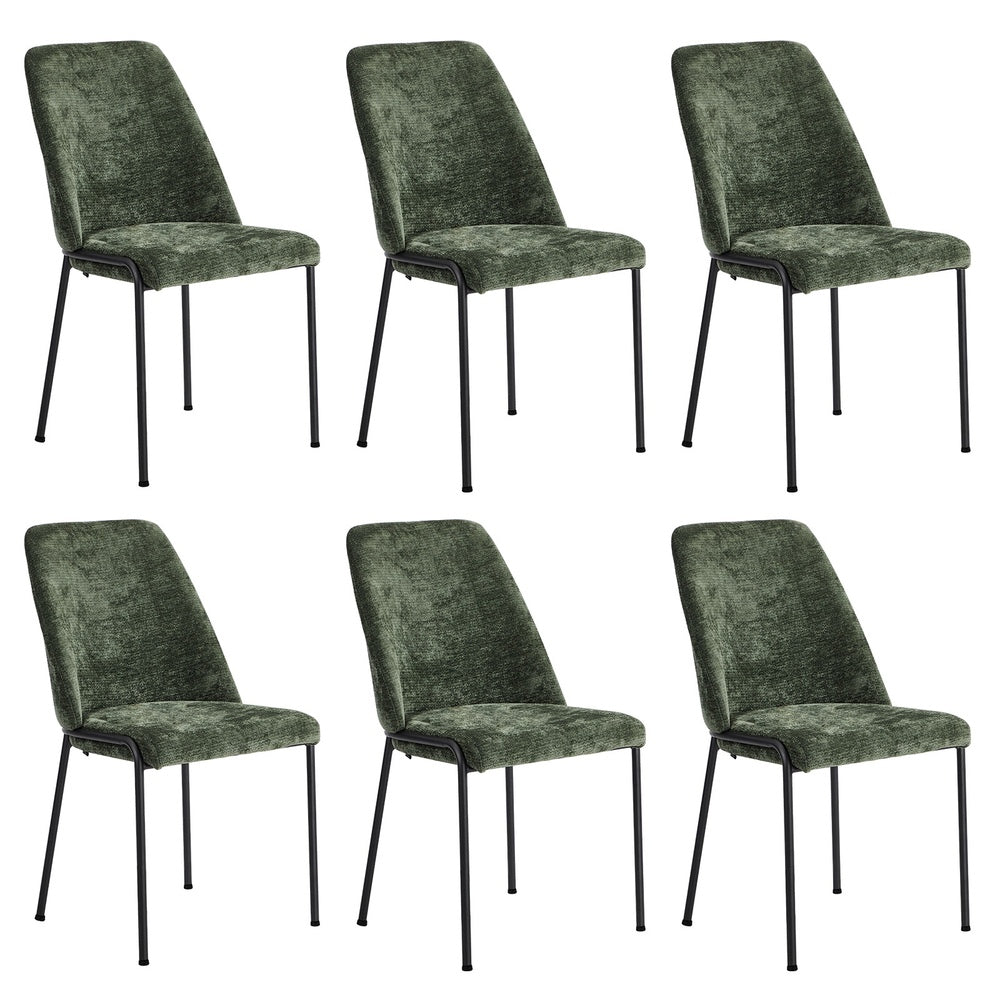 Oikiture Set of 6 Dining Chairs Chenille Fabric Padded Seat Green-Dining Chair-PEROZ Accessories