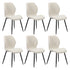 Oikiture Set of 6 Dining Chairs Padded Seat Armless Boucle White-Dining Chairs-PEROZ Accessories