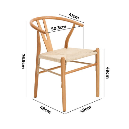 Oikiture Set of 6 Wooden Dining Chair Wishbone Shaped Chair-Dining Chair-PEROZ Accessories