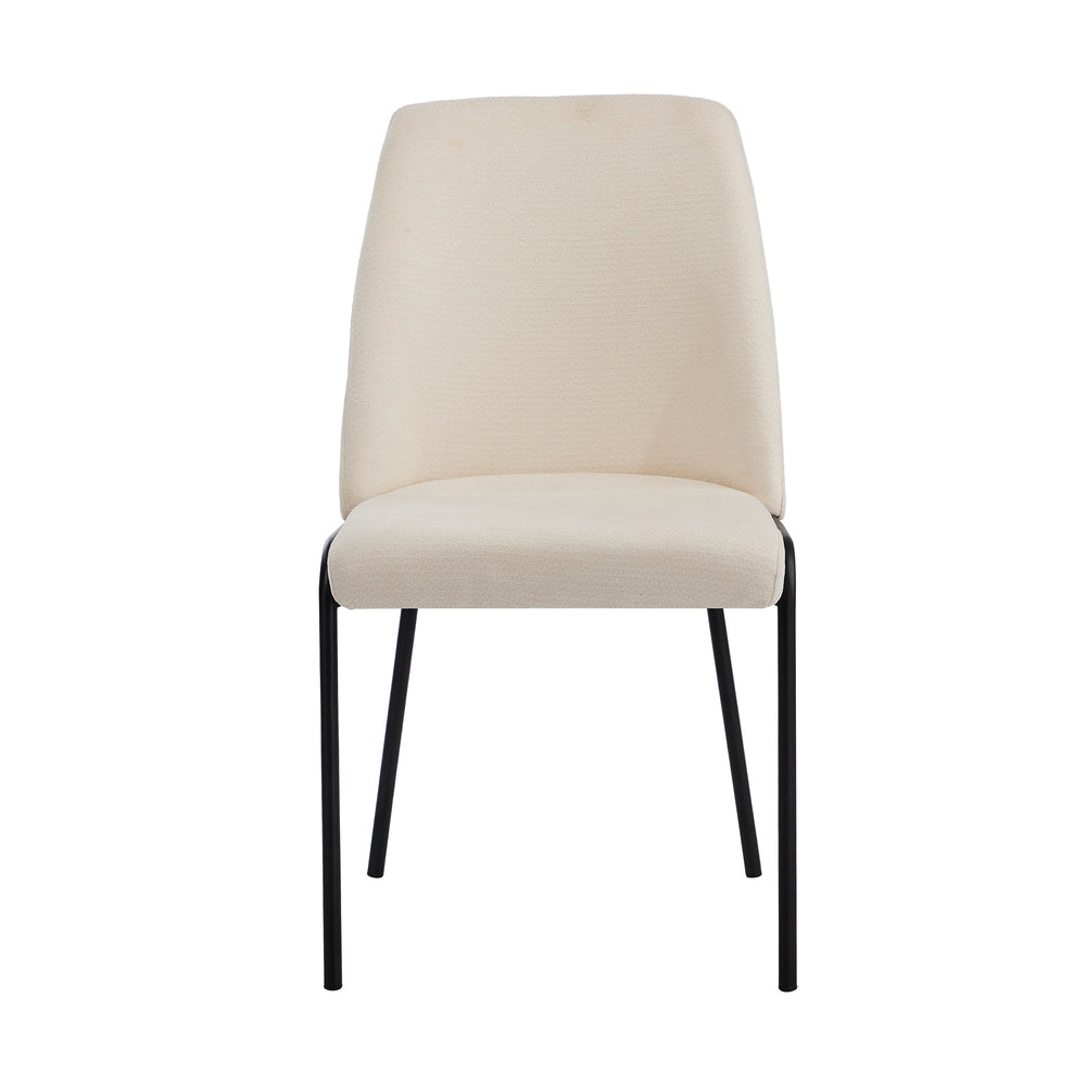 Oikiture Set of 8 Dining Chairs Chenille Fabric Padded Seat Beige-Dining Chair-PEROZ Accessories