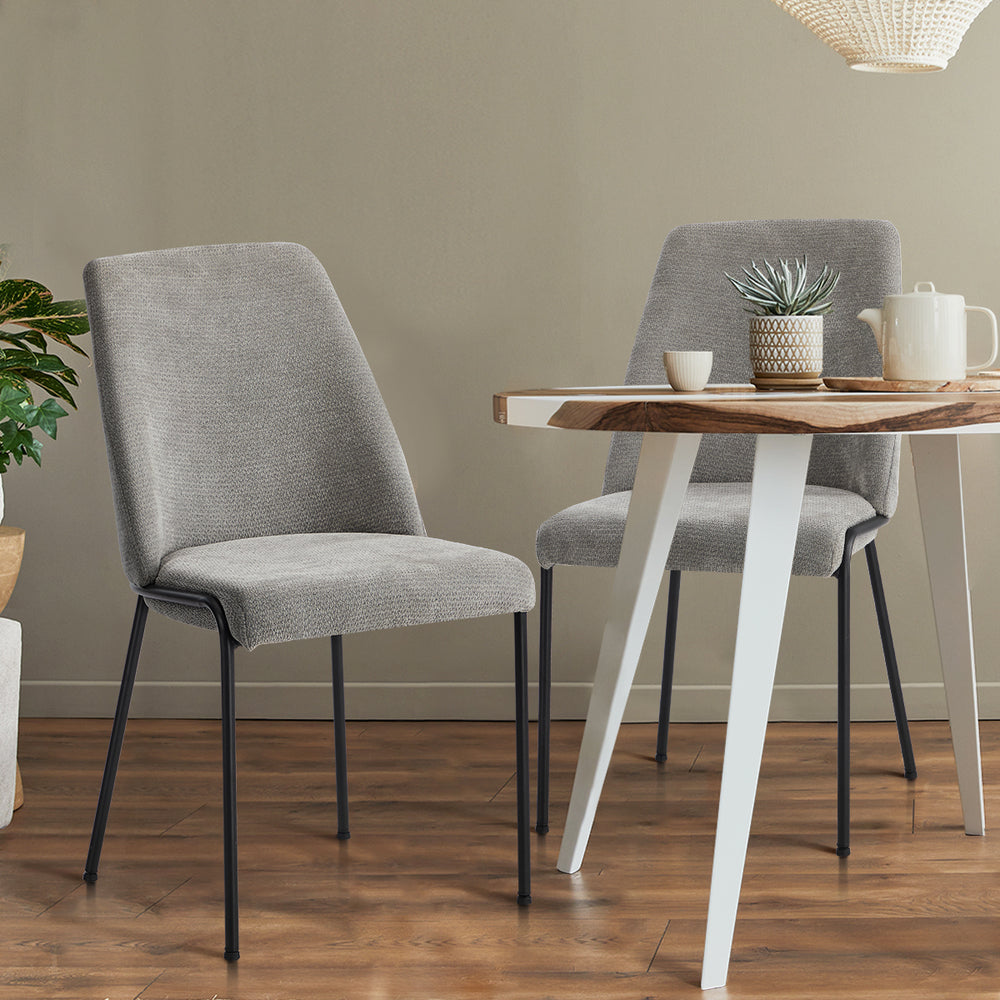 Oikiture Set of 8 Dining Chairs Chenille Fabric Padded Seat Grey-Dining Chair-PEROZ Accessories