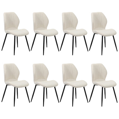 Oikiture Set of 8 Dining Chairs Padded Seat Armless Boucle White-Dining Chairs-PEROZ Accessories