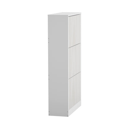 Oikiture Shoe Rack Storage Cabinet 3 Compartments White-Shoe Storage Cabinet-PEROZ Accessories