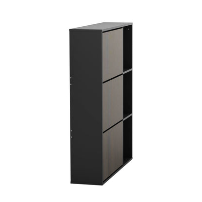 Oikiture Shoe Rack Storage Cabinet with Display Shelves Black-Shoe Storage Cabinet-PEROZ Accessories