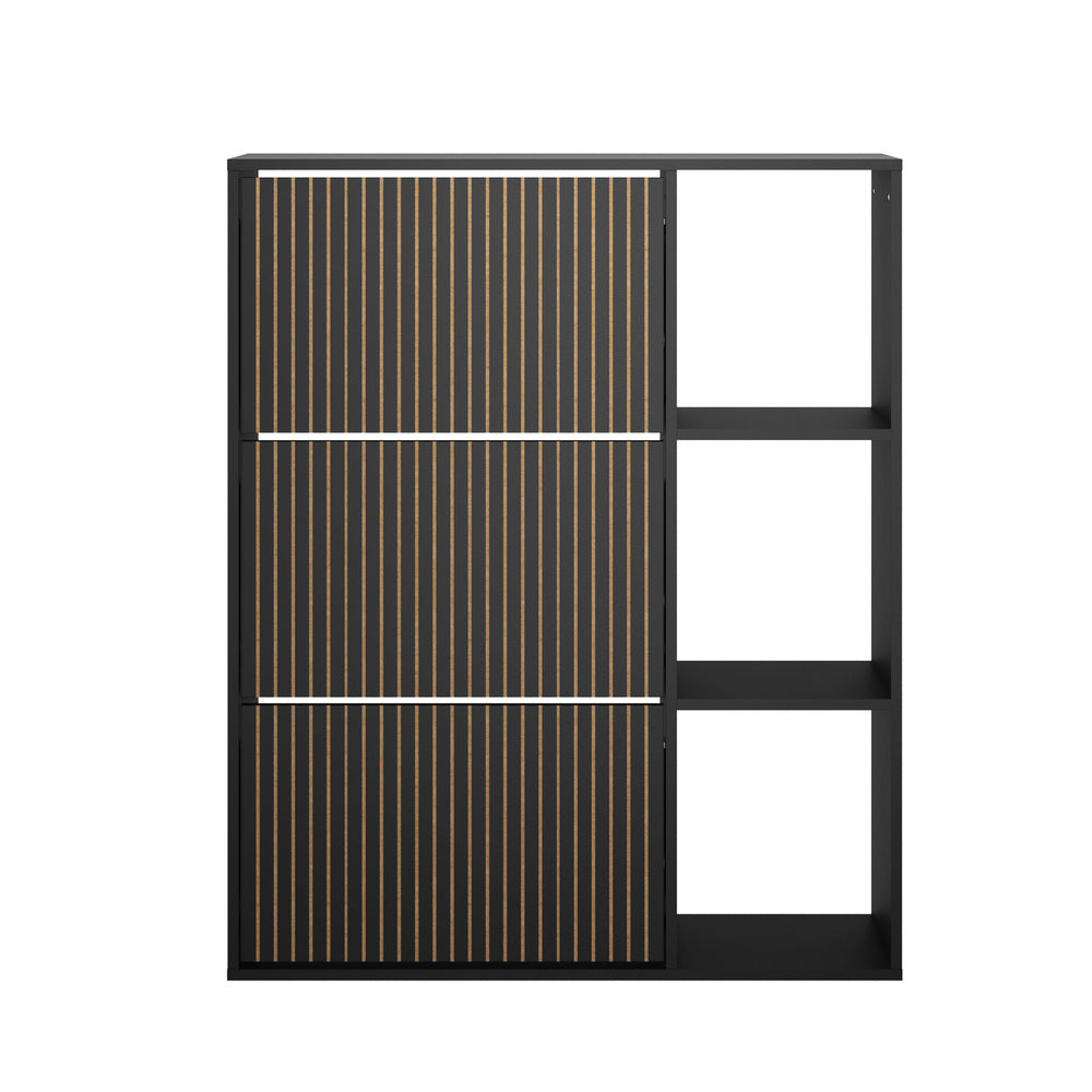 Oikiture Shoe Rack Storage Cabinet with Display Shelves Black-Shoe Storage Cabinet-PEROZ Accessories