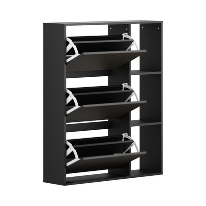 Oikiture Shoe Rack Storage Cabinet with Display Shelves Black-Shoe Storage Cabinet-PEROZ Accessories