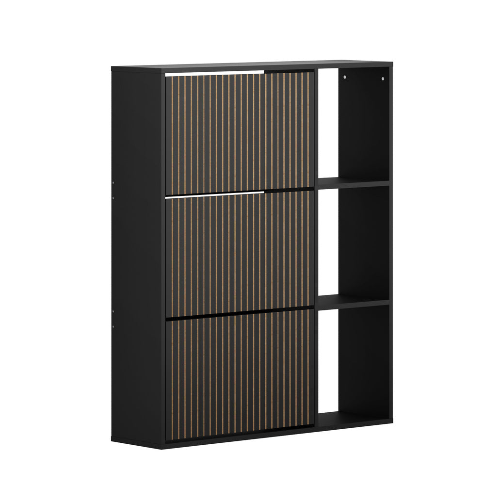 Oikiture Shoe Rack Storage Cabinet with Display Shelves Black-Shoe Storage Cabinet-PEROZ Accessories